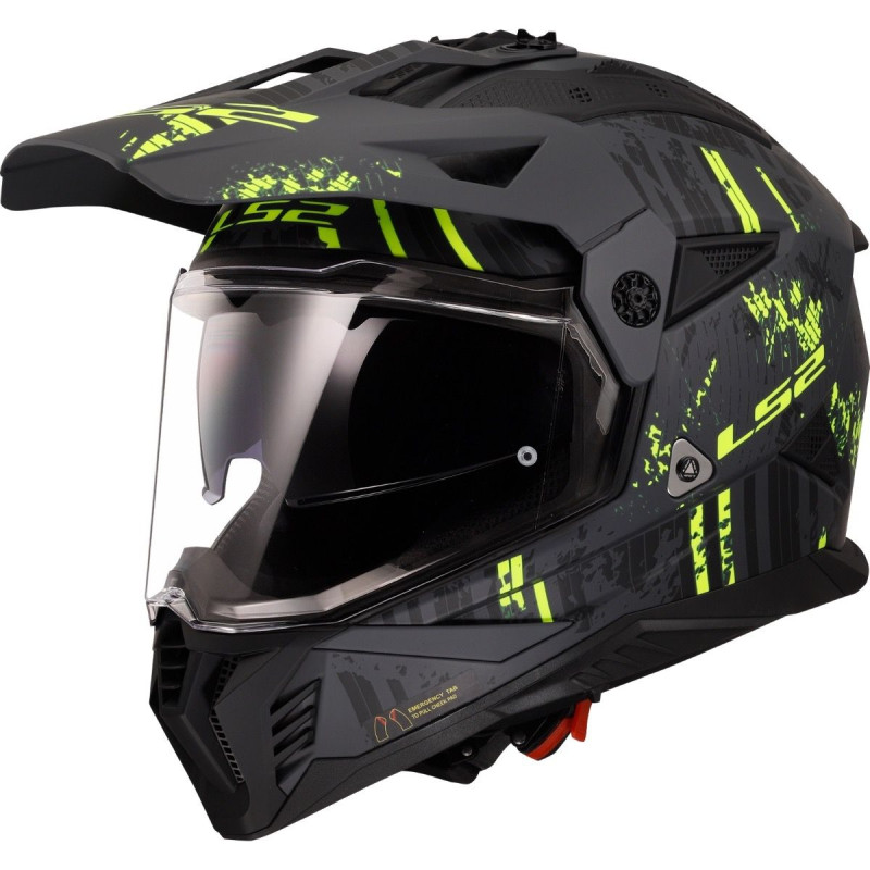 Мотошлем LS2 MX702 Pioneer 2 Crazy Matt Black Hi-Vis Yellow